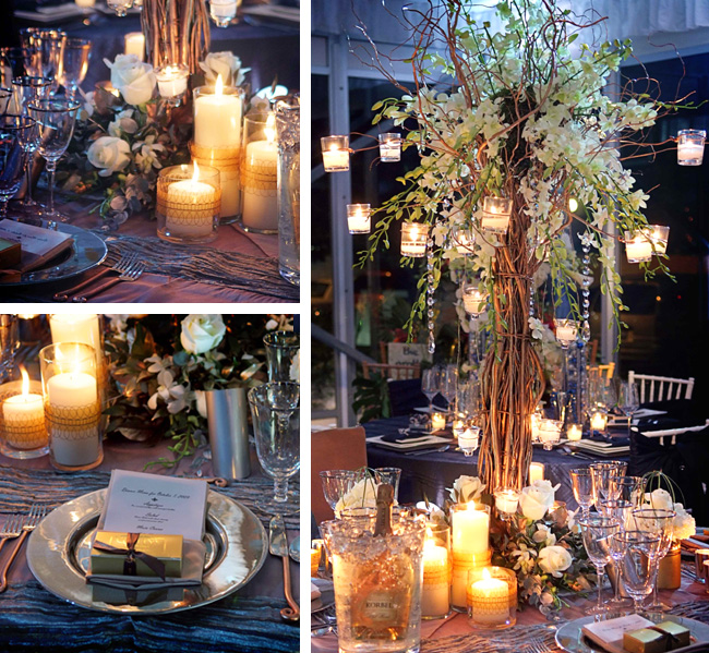 Golden Opulence - A golden Curly Willow centerpiece is the focal point of 