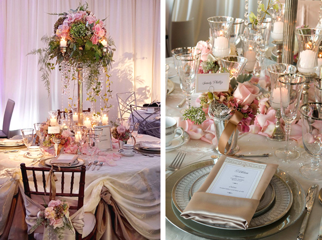 Romantic Tradition This romantic setting combines soft pink rose silver