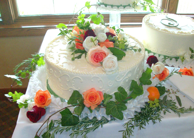 Wedding Cake with Fresh Flowers