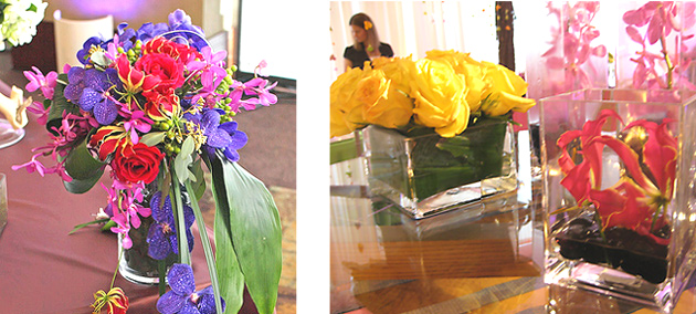 Cascade Bouquet and Flowers in Glass