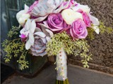 Pink Roses and Echeveria Bouquet 
