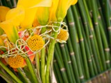 Yellow Callas, Craspedia and Horsetail Reeds 