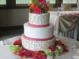 Pink Roses and Hydrangea Cake Decoration 