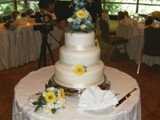 Yellow, Blue and White Cake Decoration 