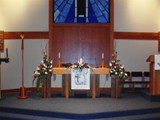 Red and White Altar Pieces with Unity Candle 