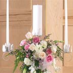 Pink & White Candleabra Wedding Flowers