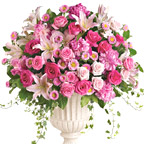 Pink Roses and Lilies Arrangement Wedding Flowers
