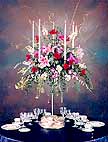 Golden Fieve Branch Candelabra With Red Roses