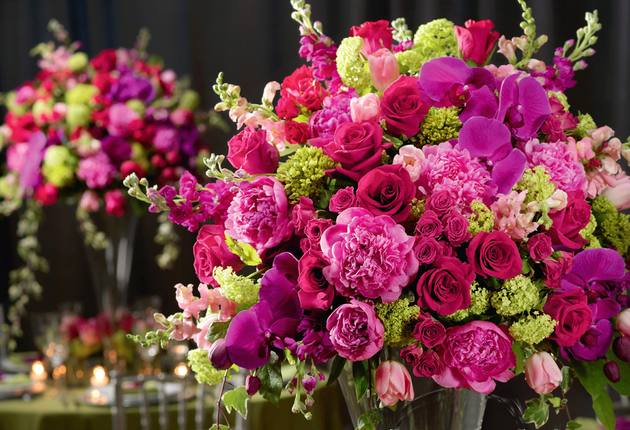 Fancy Pink and lavender centerpiece